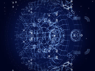 Abstract polygonal space low poly dark background with connecting dots and lines. engine structure