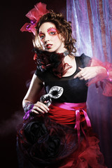 Fototapeta premium girl with mask, doll style