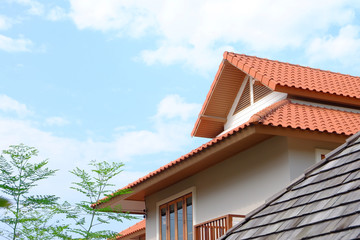 gable roof of tropical house
