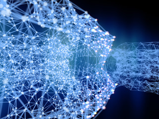 Abstract polygonal space low poly dark background with connecting dots and  lines