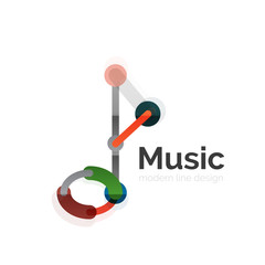Music note logo, flat thin line geometric design