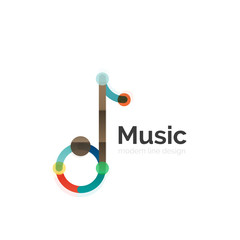 Music note logo, flat thin line geometric design
