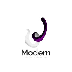 Wave ribbon logo, vector abstract shape