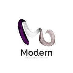 Fototapeta premium Wave ribbon logo, vector abstract shape