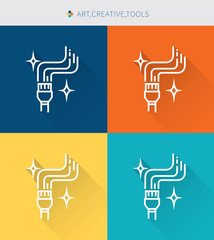 Thin thin line icons set of art & creative tool, modern simple style