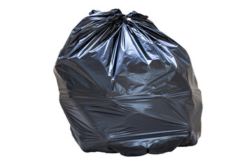 close-up of a full garbage bag isolated on white