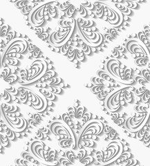 Seamless luxury 3d white paisley illustration vector