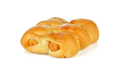 sausage in the dough on white background