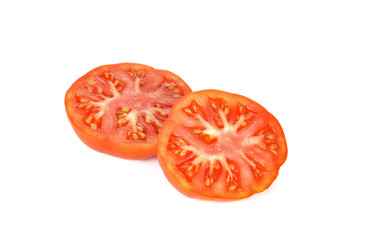 Fresh slice tomato on white background