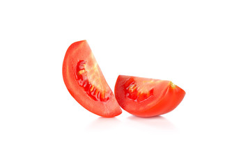 Tomato slices isolated on white background