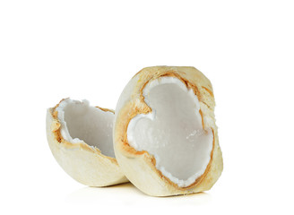Young Coconut on White Background