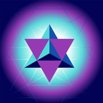 Sacral geometry pattern with star tetrahedron - vector illustration