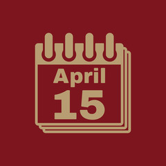 The Calendar 15 april icon. Tax day