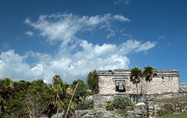 Fototapeta na wymiar House of the Cenote at the Tulum Mayan ruins along Mexico's Mayan Riviera Carribbean coastline