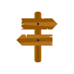 Wooden direction arrow sign icon 