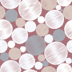 Seamless vector decorative background with circles and polka dots. Print. Cloth design, wallpaper.