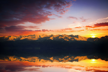 sunrise over the lake Baikal