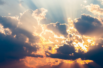 colorful dramatic sky with cloud at sunset