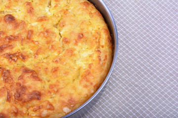 Traditional bulgarian food banitsa stuffed with cheese