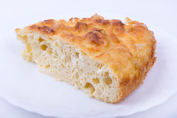 Traditional bulgarian food banitsa stuffed with cheese