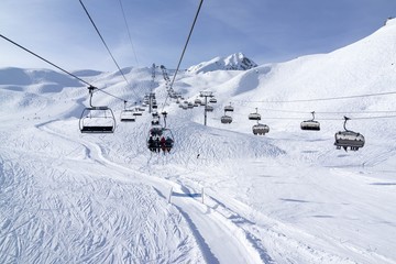View from the chair lift, ski resort of Paradiski, France