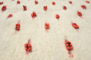 Texture of the hand woven wool carpet