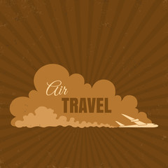 Vintage travel logo with plane
