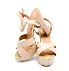 Beige high heel women shoe isolated