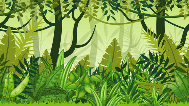 Seamless nature jungle cartoon landscape