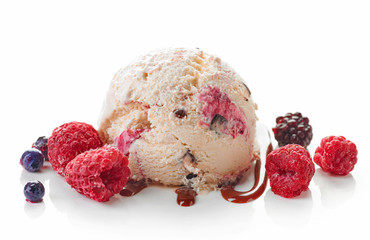 ice cream ball with frozen berries