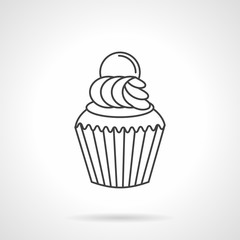 Cream cupcake flat line vector icon