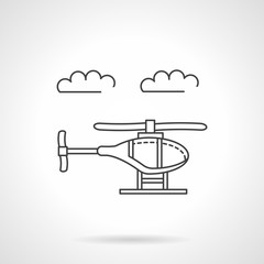 Helicopter in sky flat line vector icon