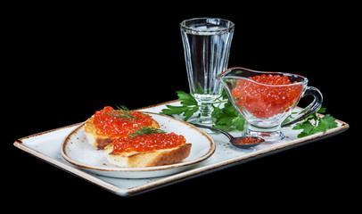 Red caviar and of vodka