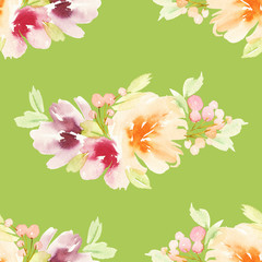 Seamless pattern with flowers watercolor