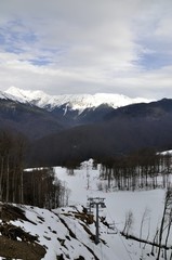 Winter landscape of ski resort in Sochi