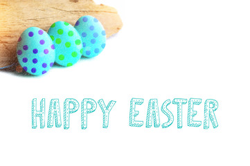 easter color eggs on white with place for sample text
