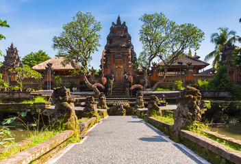 Pura Saraswati Temple with beatiful lotus pond, Ubud, Bali, Indonesia
