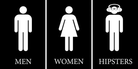 Toilet sign - men, women, hipsters