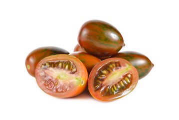 chocolate tomato, brown color tomato on white background