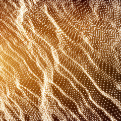 Wave Grid Background. Ripple Grid. Lattice Background. Abstract Vector Illustration. Cyberspace Grid. 3D Technology Style. Glowing Grid. Wireframe illustration with Dots. Network Design with Particle