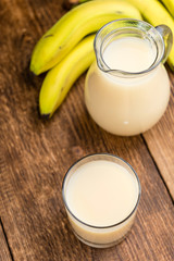 Glass with fresh made Banana juice
