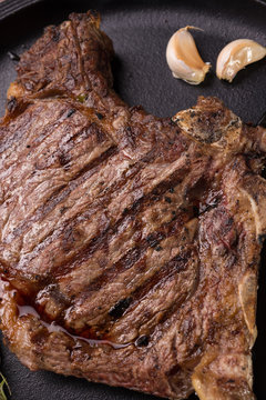 Grilled rare rib steak