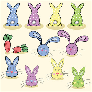 Easter rabbit eggs vector