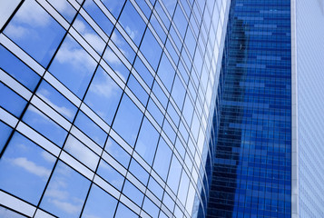 Obraz premium building gratte-ciel immeuble bureau tour travail construction vitre verrière bleu la défense affaire
