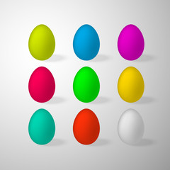 Set of multi colored easter eggs isolated on white background. 