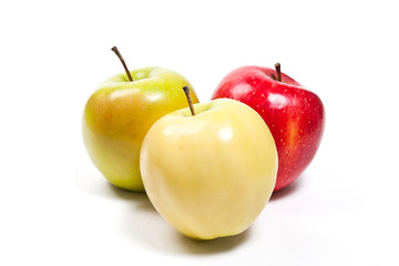Group of ripe apples on a white background