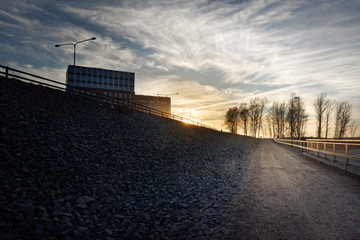 Sunset trees and clouds