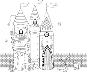Coloring book for adult and older children. Coloring page with d