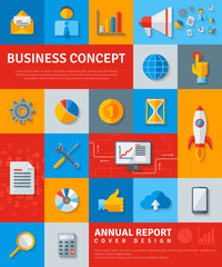 Business Poster with Startup Rocket