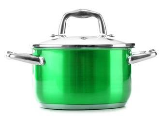 Steel pot isolated on white background